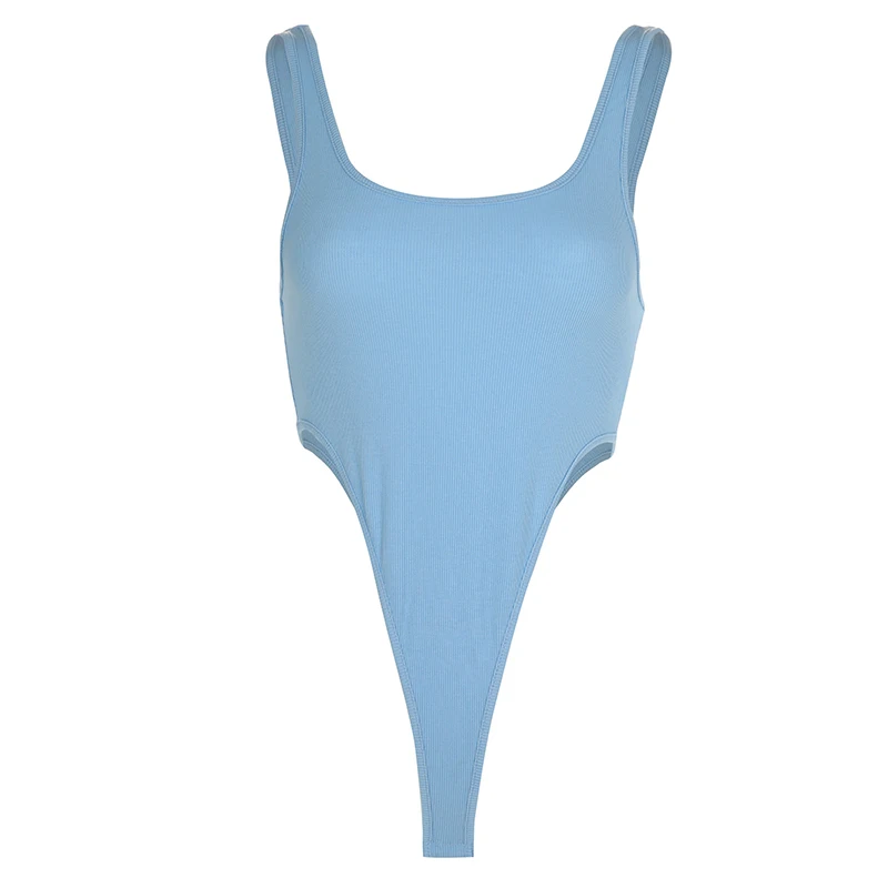 2020 Sexy Bodycon Solid High Waist Bodysuit Women Summer Open Crotch Sleeveless Romper | Женская одежда