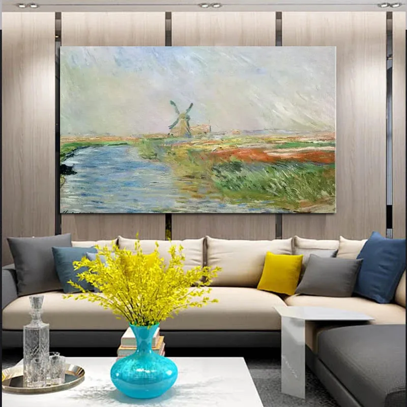 100% ручная роспись Monet поле тюльпанов в Голландии 1886 Классический абстрактный