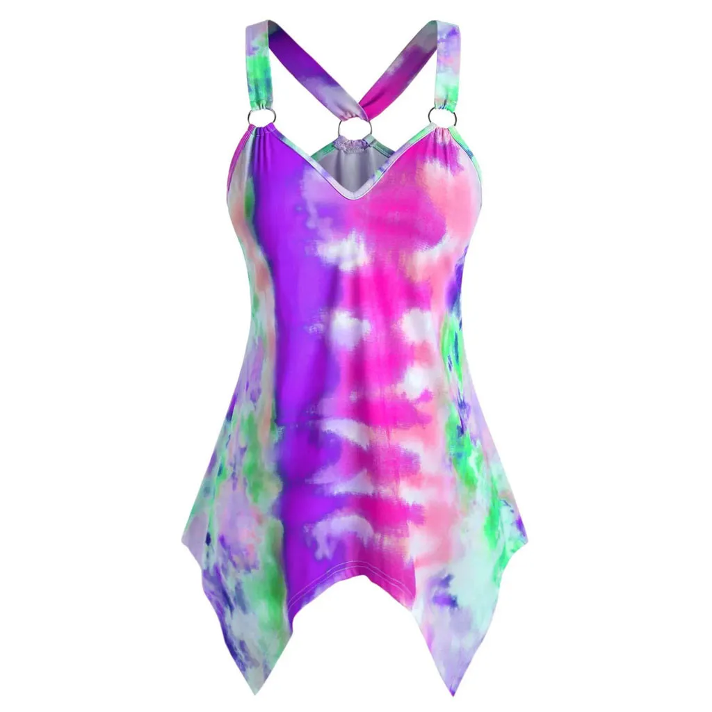 Топ с галстуком краской женский жилет v образным вырезом Круглый платок открытой