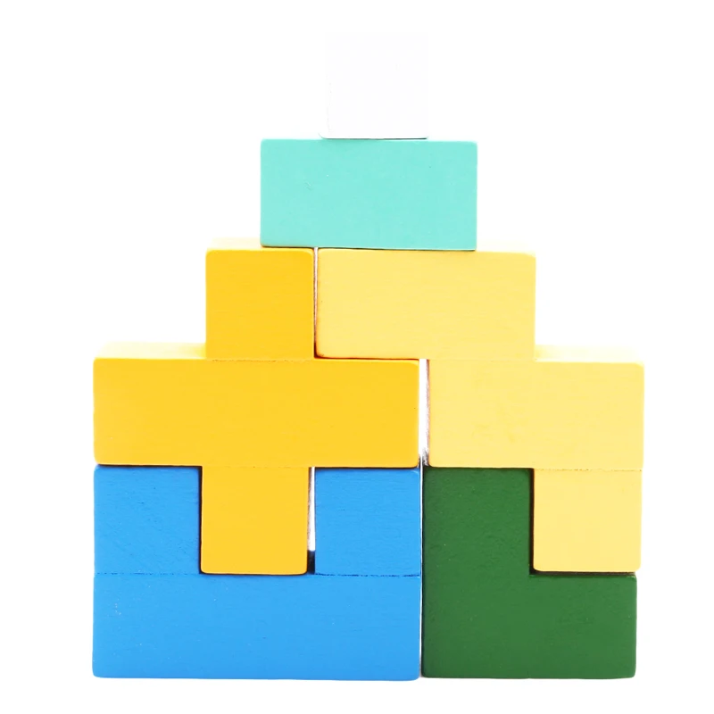 

Wooden 3D Tetris Game Educational Puzzle Toy Baby Children Kids Toy Wood Tangram Brain Teaser IQ Cube Puzzle