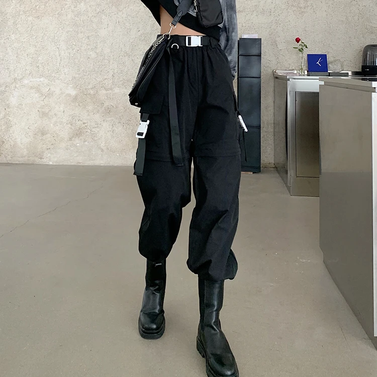 

Женские комбинезоны на шнуровке, модные черные свободные повседневные брюки в стиле Хай-стрит, весна-лето 5251