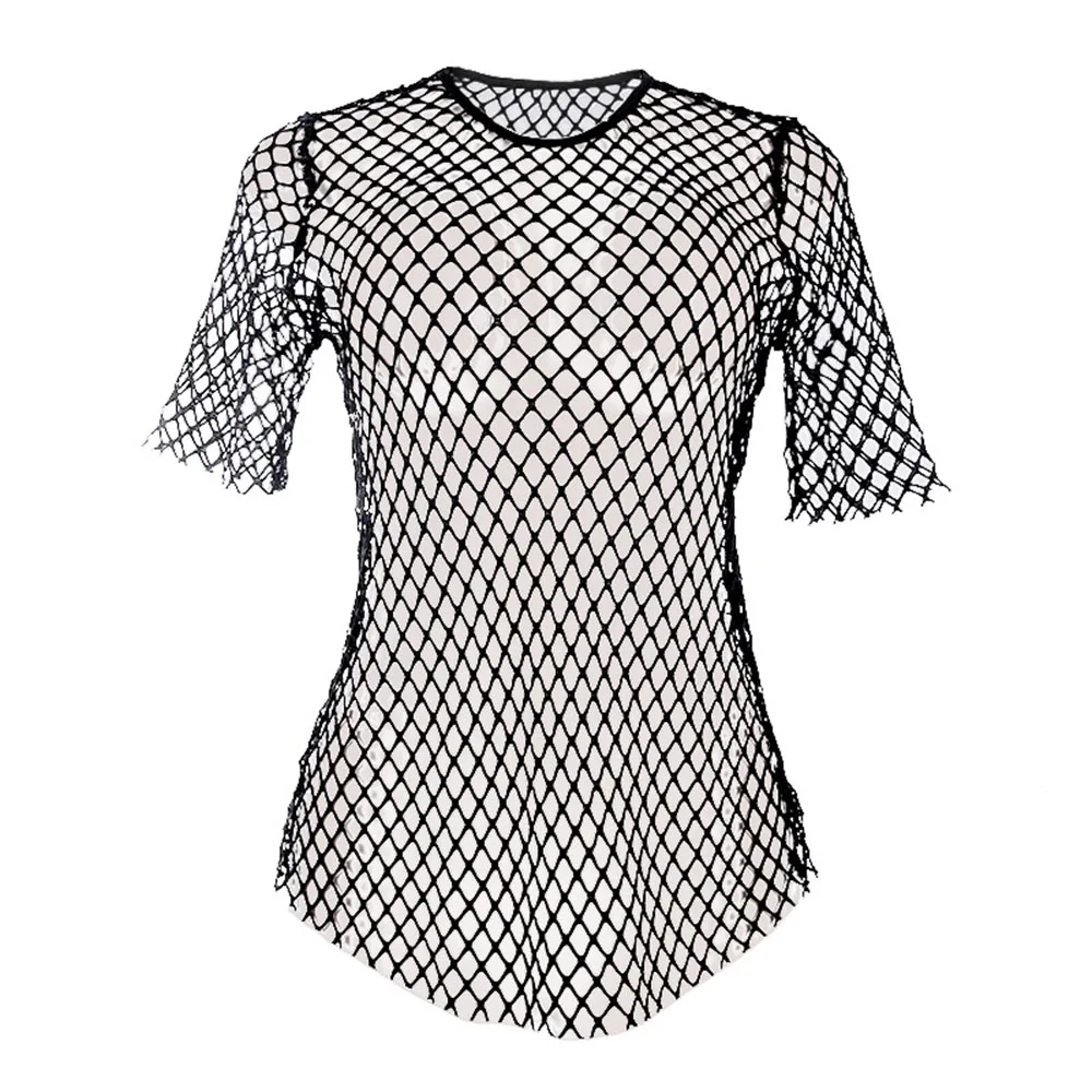 Черные Сетчатые Топы для женщин прозрачный сетчатый топ сексуальная клубная