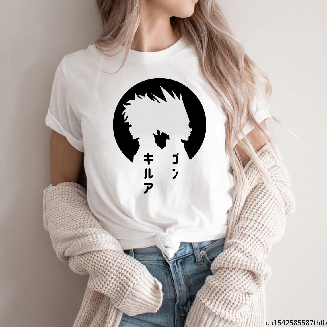 

Футболка унисекс в стиле Харадзюку, популярная рубашка с рисунком аниме Hunter, топ с графическим принтом, HxH, лето