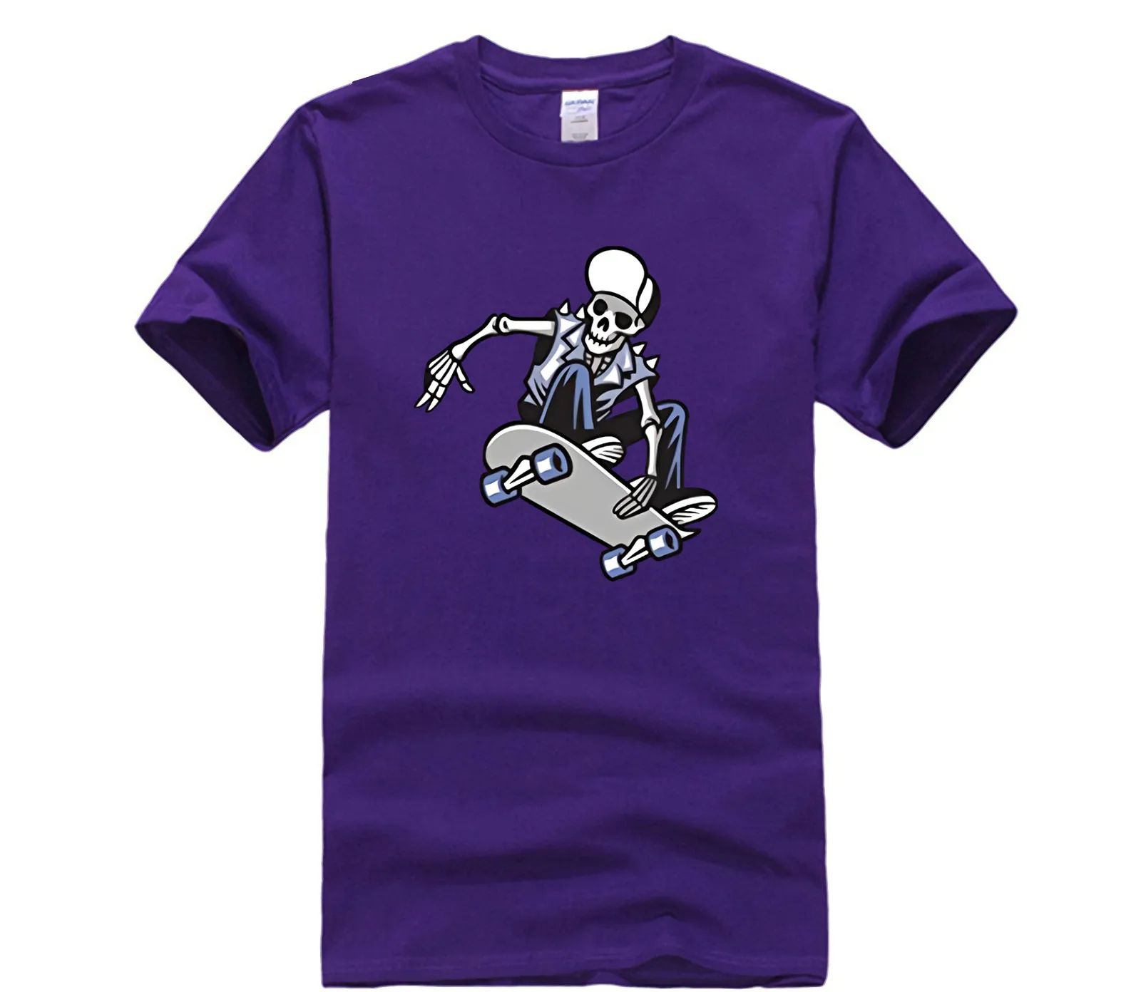 

Hot Sale 100% cotton Skull Punk Ride A Skateboard T Shirt, Skate Shirts Unisex Cool Casual Sleeves Trendy Creative Tee Shirt