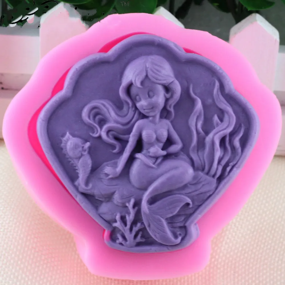 Форма для силиконовая форма ручной работы мыла в форме русалки помадки торта