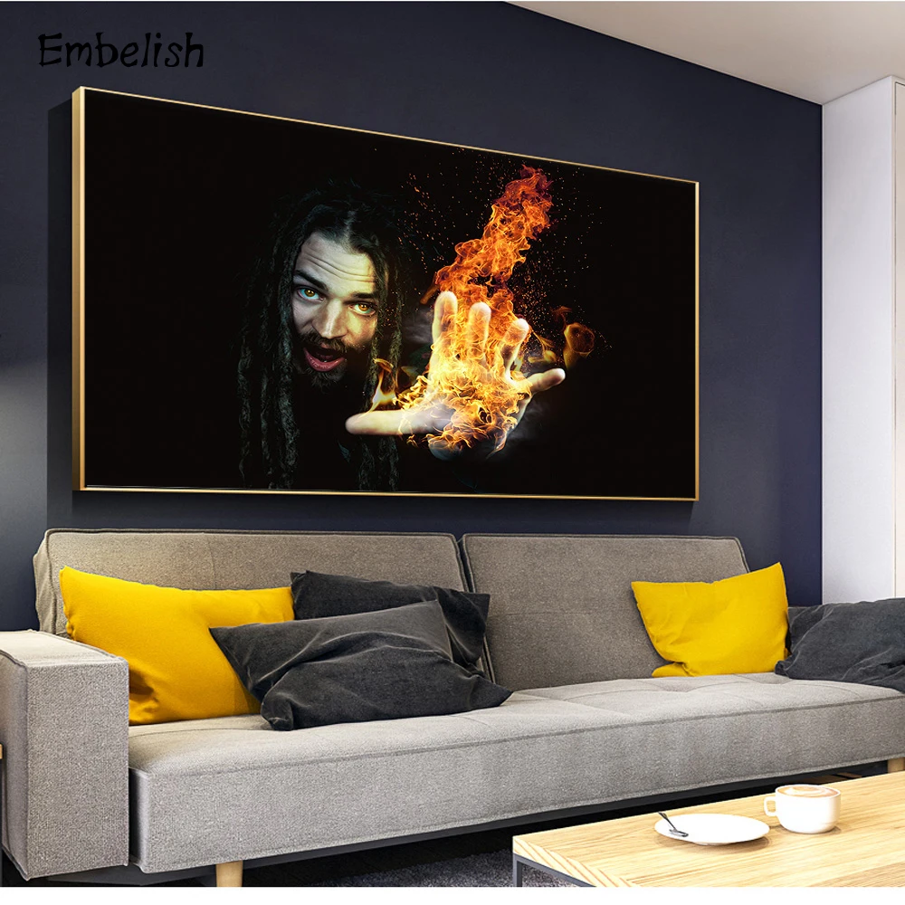 

1 Pieces Joker With Fire Cool Wall Art Pictures For Living Room Modern Home Decor Large Posters HD Canvas Paintings