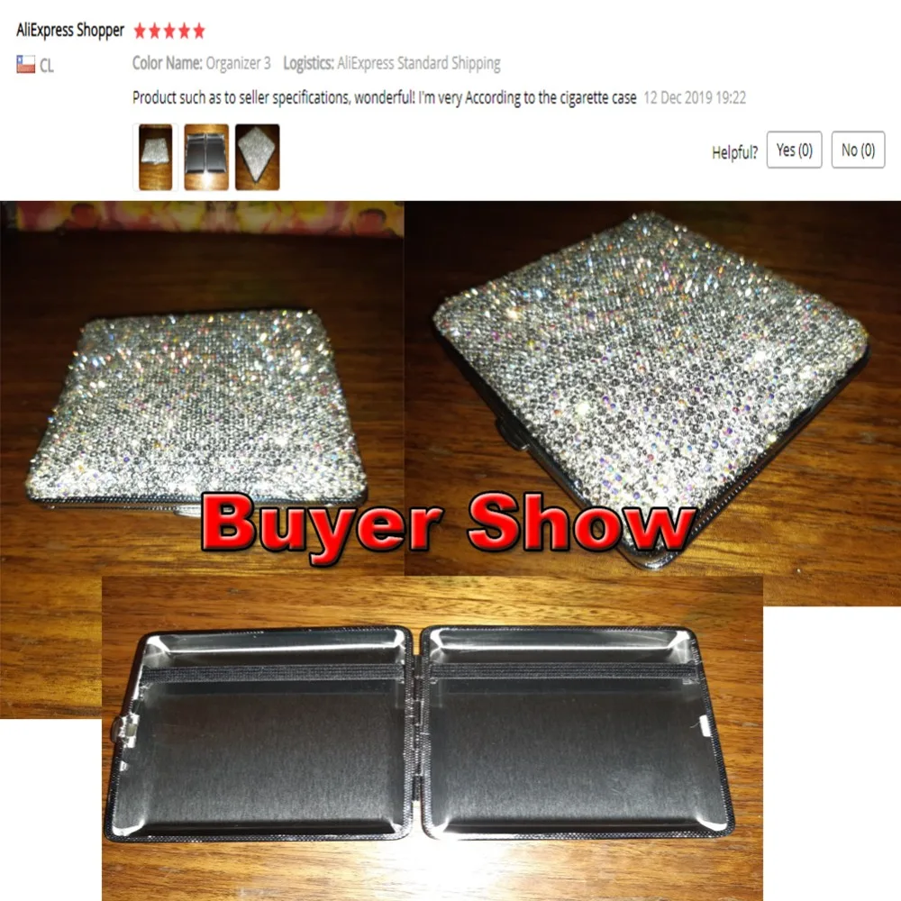 Car Storage Bag Shiny Portable Organizer Auto Storage Box Exquisite Case Holder For Cards Cigarette