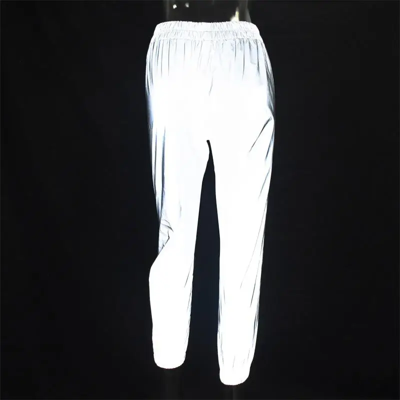 

Winter Gray Flash Loose Reflective Pants Casual Trousers Jogger Punk Solid Women