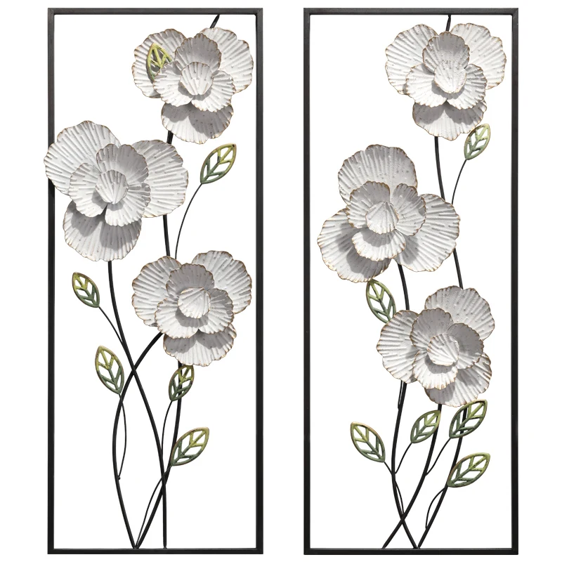 

New Chinese style flower iron art wall decoration living room wall three-dimensional wall hanging room decor aesthetic