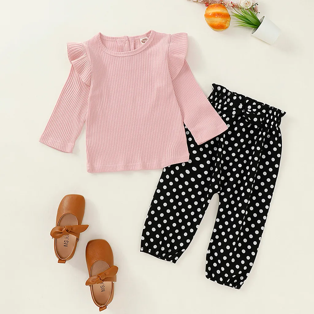 Одежда для маленьких девочек младенцев с длинными рукавами и круглым вырезом