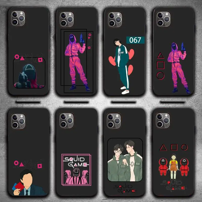

Squid Game Phone Case for iPhone 13 11 12 Pro X XS XR Samsung A S 10 20 30 51 Plus pro Max mobile bags Round Six 456 067
