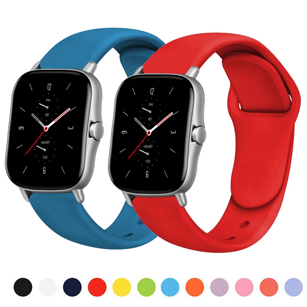 Силиконовый ремешок 20 мм/22 мм для Amazfit GTS/2/2e/GTS2 Mini/GTR 42 мм/47 мм/GTR2/2e/stratos 2/3 спортивный