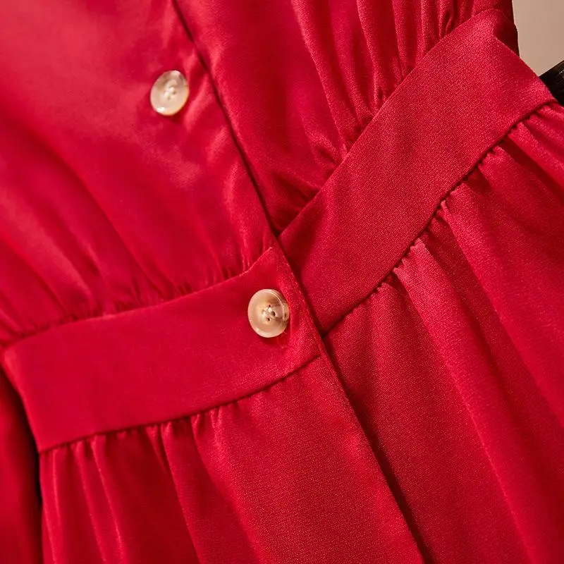 4XL 5XL большого размера осеннее женское платье шикарное Повседневное с v-образным