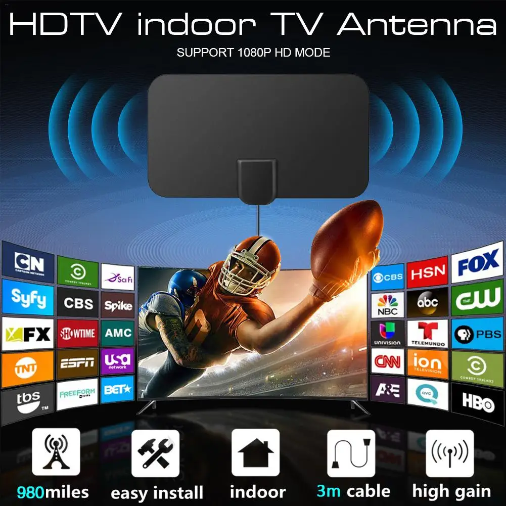 Цифровая ТВ-антенна 4K 25DB с высоким коэффициентом усиления HD TV Box усилитель