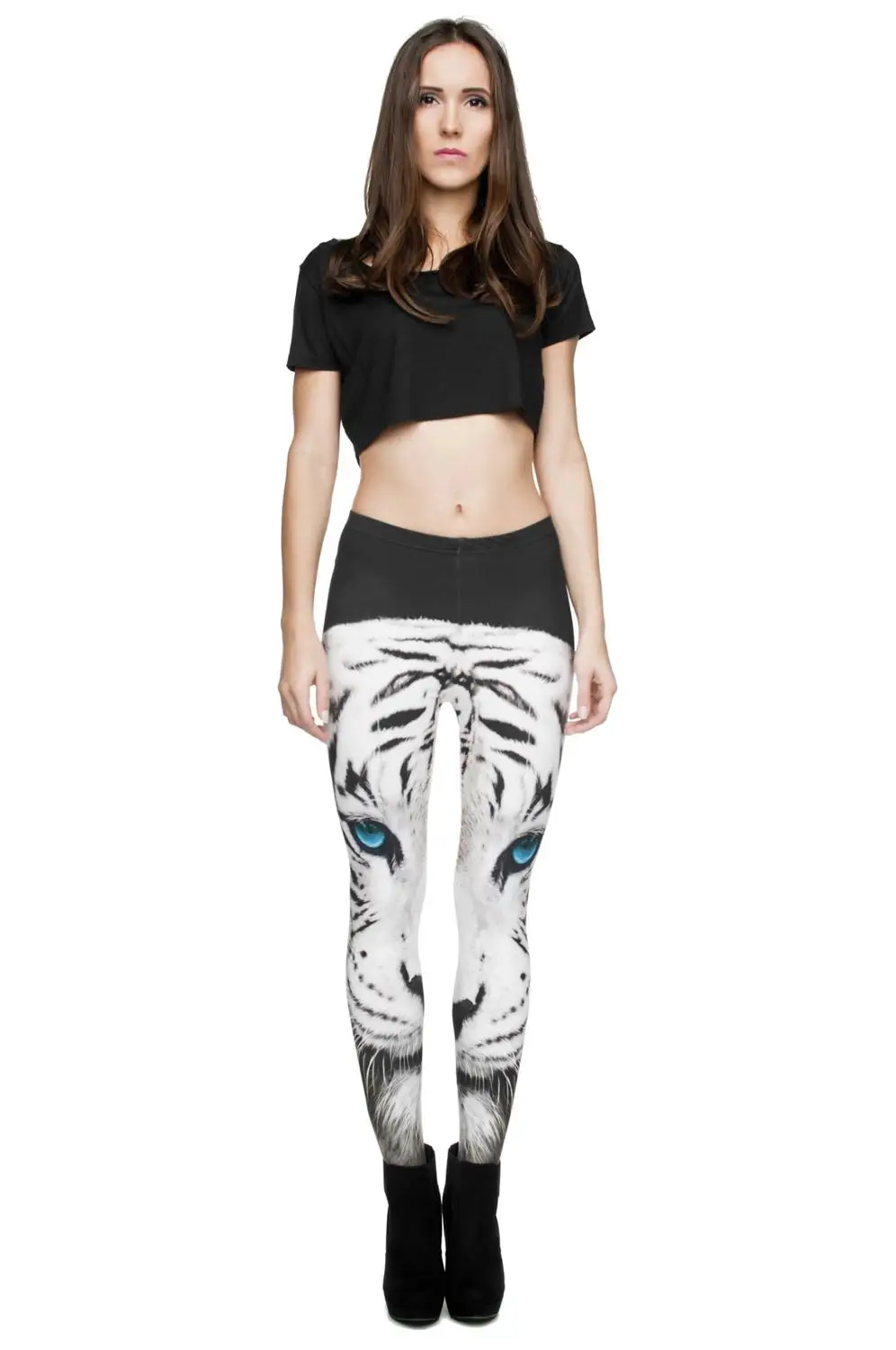 Леггинсы женские из полиэстера с принтом Тигр и высокой талией|Легинсы| |