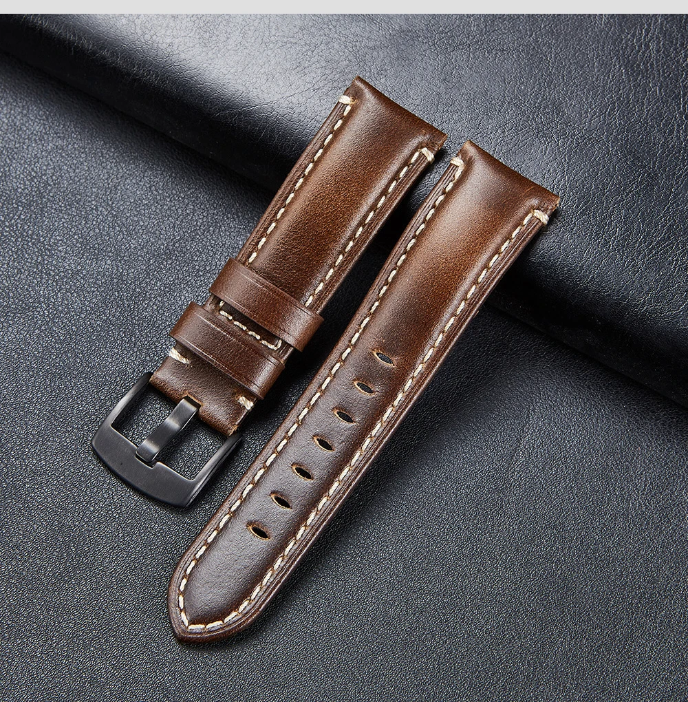 Fashion Oil Wax Genuine Leather Watch Band 20mm 22mm 24mm 26mm Watch Straps Watchbands Belt brown blue black