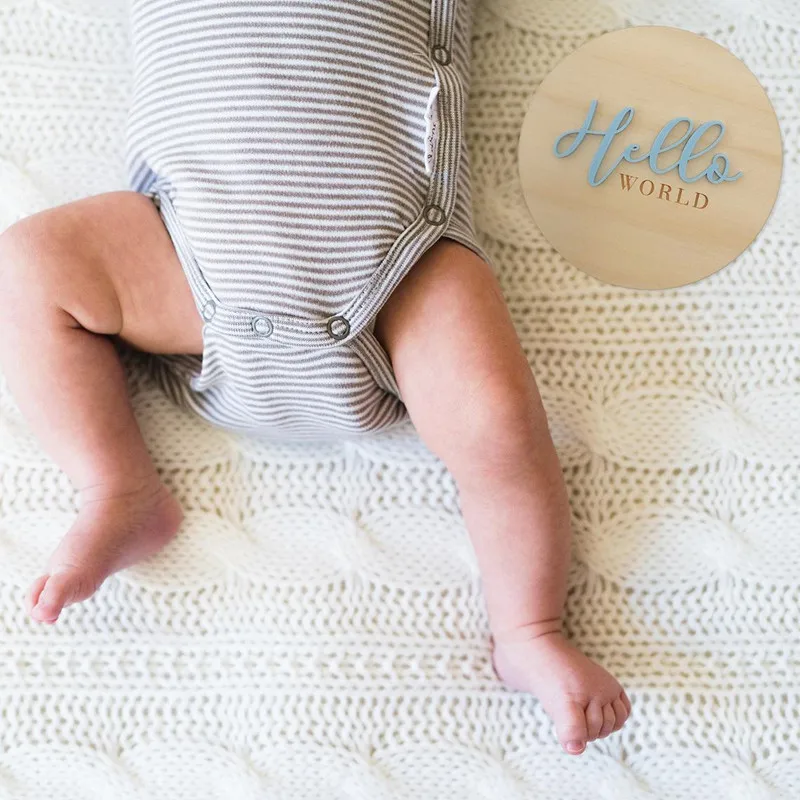 Персонализированный знак имени новорожденного Hello World 3D деревянный рождения