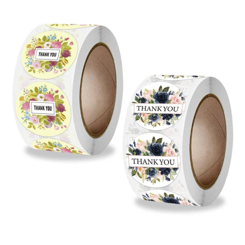

500PCS Thank You Sticker Black Rose Collection Labels Sealing Color Paper Stickers Stationery Supply Decoration Scrapbooking
