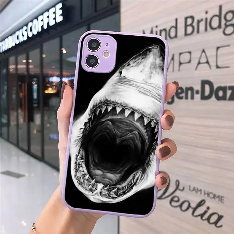 

Sharks sea animal lovely cool Phone Cases Matte Transparent for iPhone 7 8 11 12 s mini pro X XS XR MAX Plus cover funda