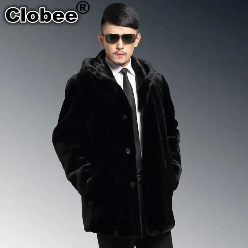 Мужская зимняя куртка 2020 с капюшоном из искусственного меха норки мужские