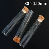 5pcsset 30x150mm unique transparent lab glass test tube with cork stoppers flat bottom labware supplies