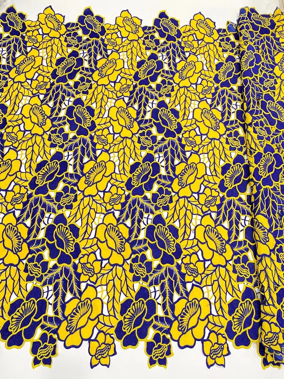 (5 ярдов/шт.) высококачественное двухцветное Африканское искусственное кружево