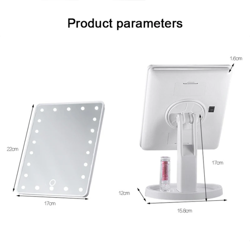 Зеркало для макияжа с подсветкой 20/16 светодиодов сенсорный экран портативная