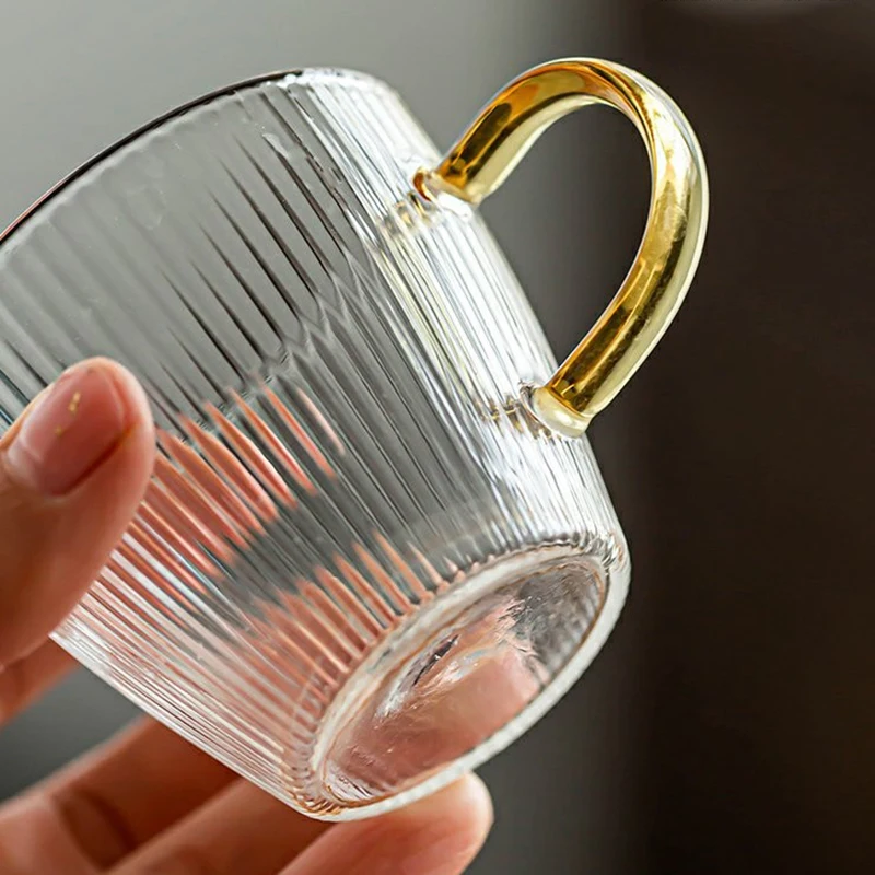 1PC Milk Glass Tea Cup Transparent Wine Japanese Vertical Pattern Female Drinking Home Small Coffee | Дом и сад