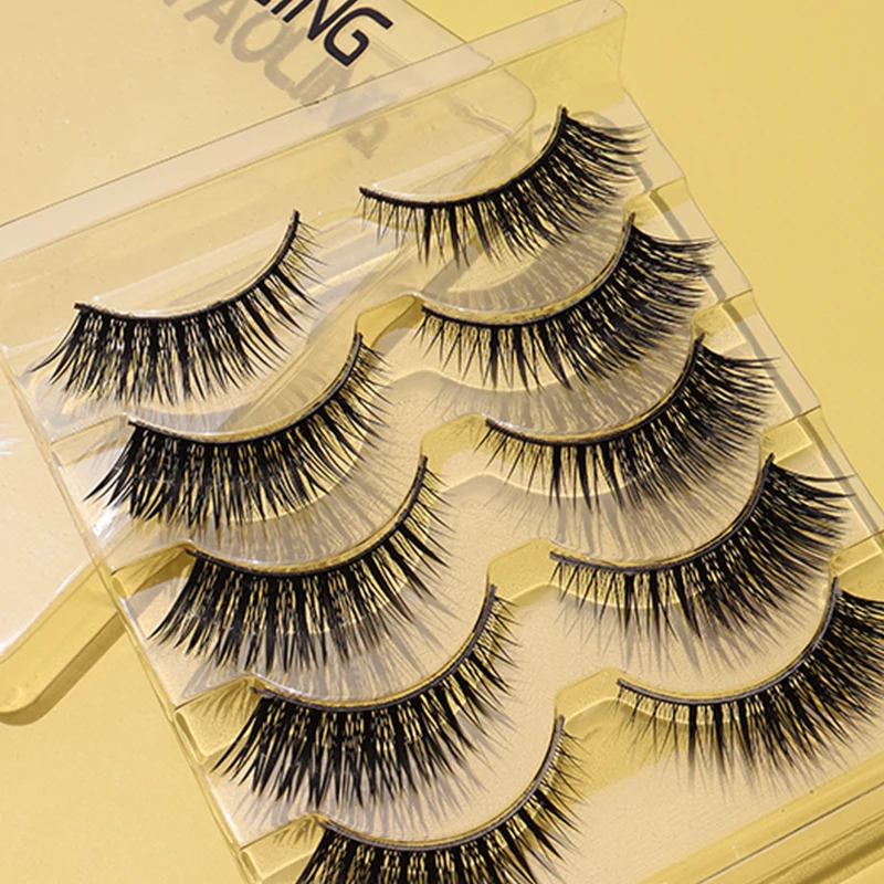 

5Pairs False Eyelashes Natural Reusable Sparse Cross Long Eyelashes Artificial Fake Eye Lashes Makeup Fake Eye Lashes Extensions