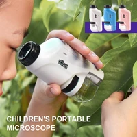 handheld microscope kit lab led light 60x 120x pocket portable microscope school biological science educational toys children