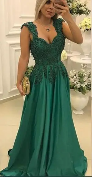 Same as picture Зеленое платье для матери невесты на свадьбу, кружевное платье, украшенное бисером, вечернее для выпускных, свадеб платья для крестных - Цвет: Same as picture