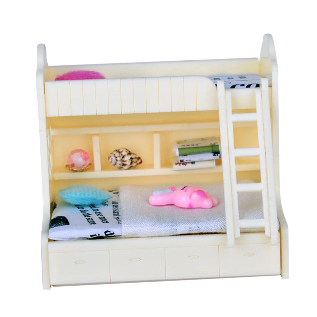 

1/12 Dollhouse Miniature Furniture Bunk Bed Double Bunk Bedroom Decoration