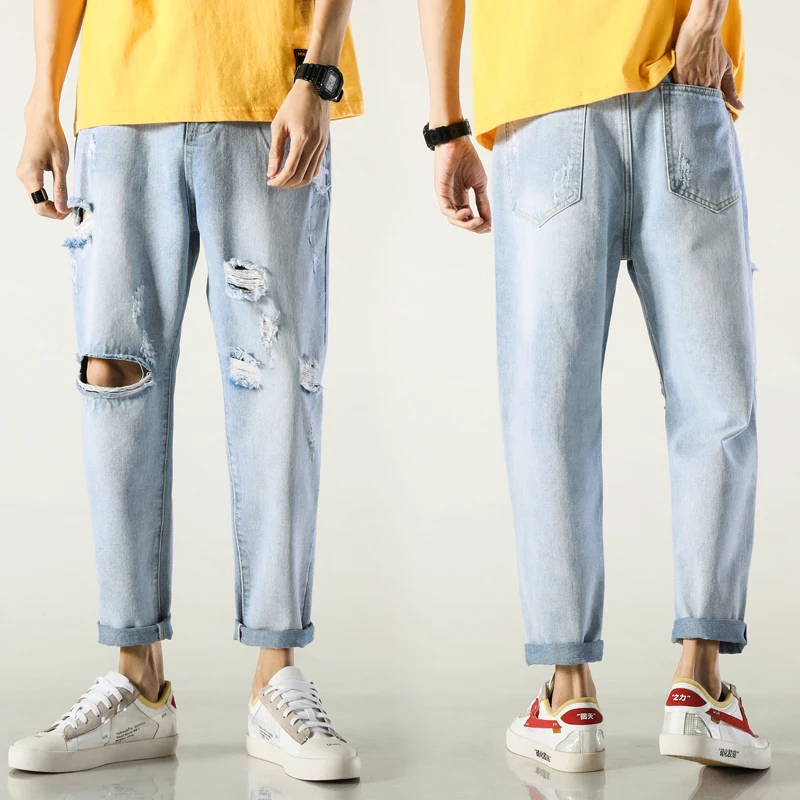 

2021 Men's pants Trousers baggy Jeans for men Casual Stretch Slim Denim Jean man