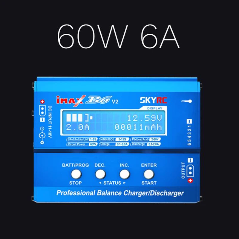 SKYRC iMAX B6 V2 Changer 60 Вт 6A Поддержка LiPo li ion LiHV LiFe NiMH NiCD и Pb (свинцово кислотная)