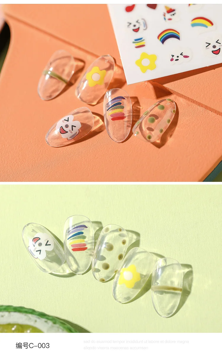 1 лист стикеры 3D на ногти Nail Art яркие красочные в форме радуги ногти наклейки для ногтей наклейки украшения Маникюр Z0214