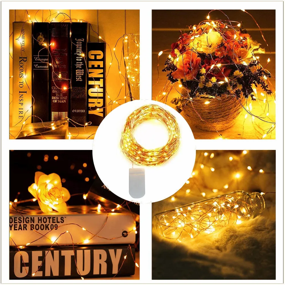 

Гирлянда светодиодная медная с питанием от батарейки, 1/2/20 светодиодный т.