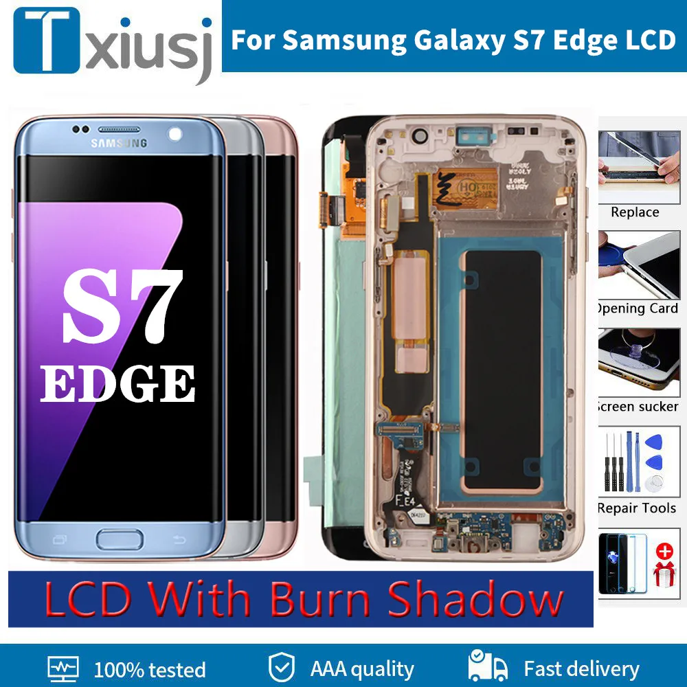 

Super AMOLED LCD For Samsung Galaxy S7 Edge G935 G935F SM-G935FD LCD Display Touch Screen Digitizer Assembly With Burn Shadow