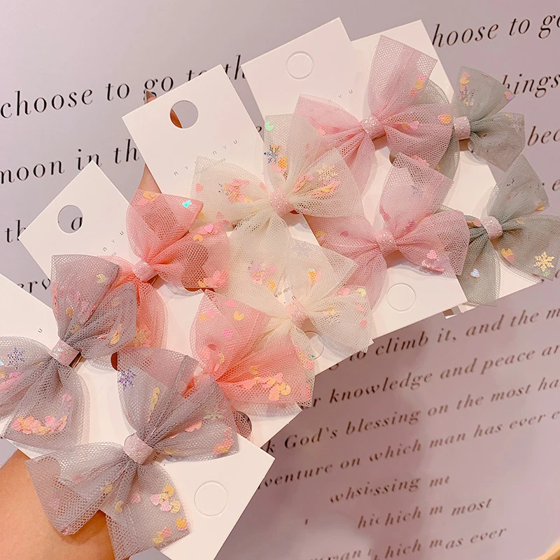 

High-quality Baby Hair Accessories Children Cute Lace Bowknot Hair Clips Baby Girl Hairpin Child Hair Bow Ribbon Headdress 2pcs