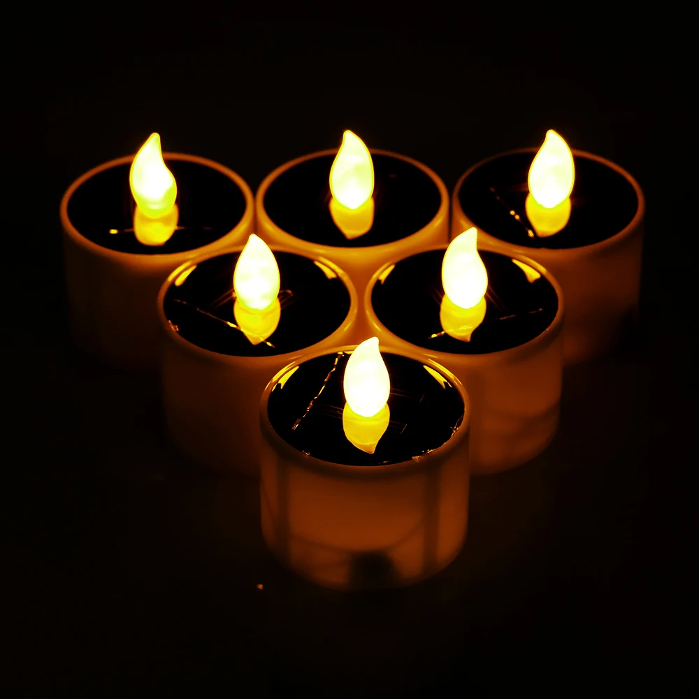 2019 New Solar Light Power LED Candle Yellow Flashing Tea Lights Holiday Wedding Romantic Decoration | Освещение
