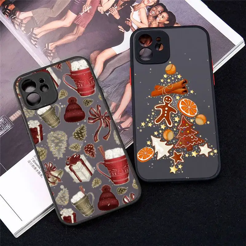 

merry christmas Phone Case For iPhone 12 11 Mini Pro XR XS Max 7 8 Plus X Matte transparent cover