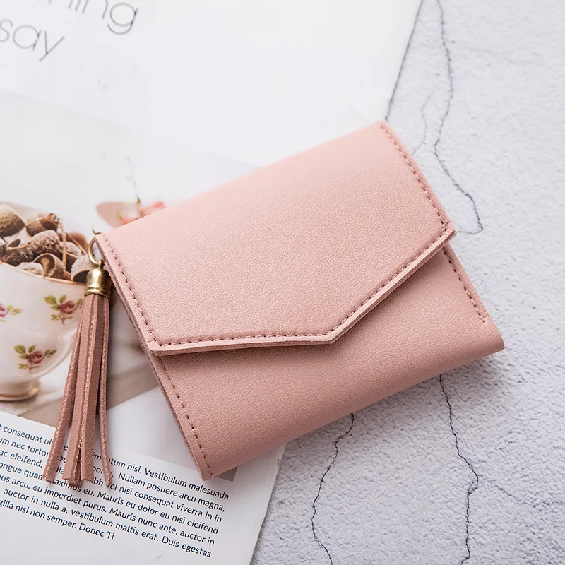 

2021 Short Wallet Female Korean Version of The Tassel Small Purse Simple Square Simple Wallets Ladies Coin Purse Mini Bag