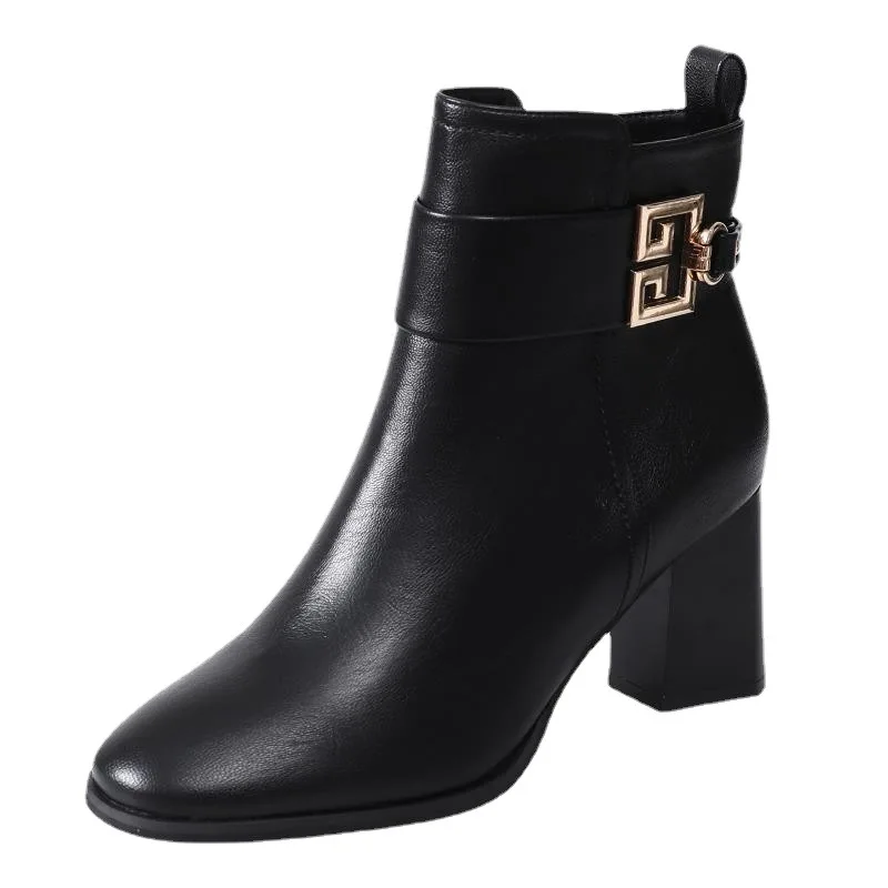 

winter pointed toe leather ankle boots high heels quality wedding dress shoes career work boots