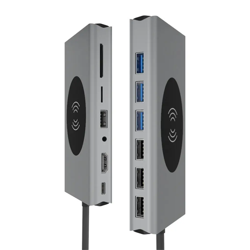 USB концентратор 15/14/13 в 1 с разными портами и беспроводным зарядным устройством 4K