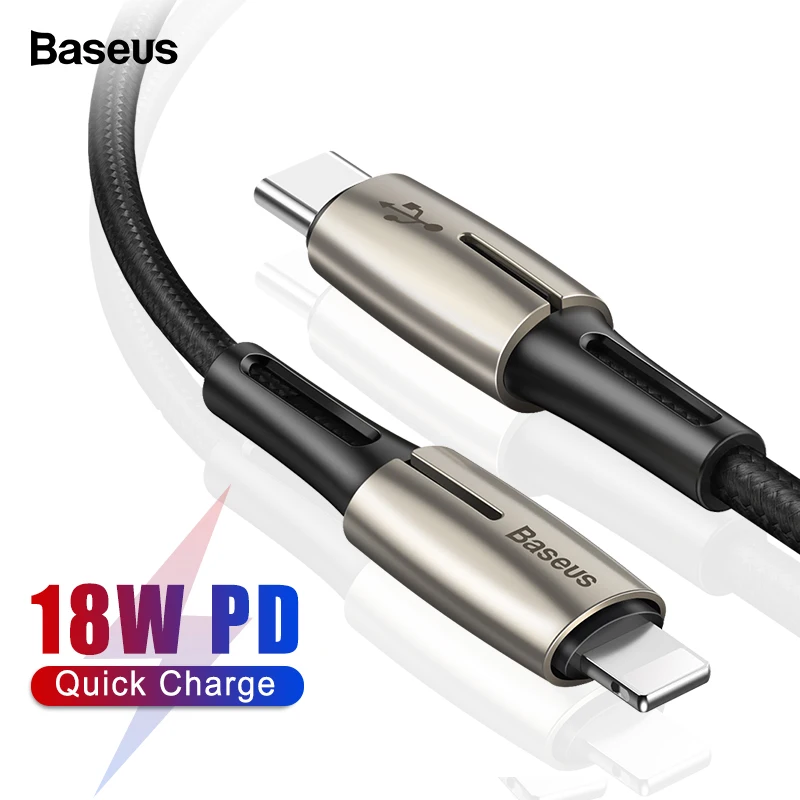Baseus 18 Вт usb type C к usb-кабелю для iPhone XS Max XR X 8 Plus PD кабель для быстрой зарядки кабель для быстрой передачи данных кабель USB