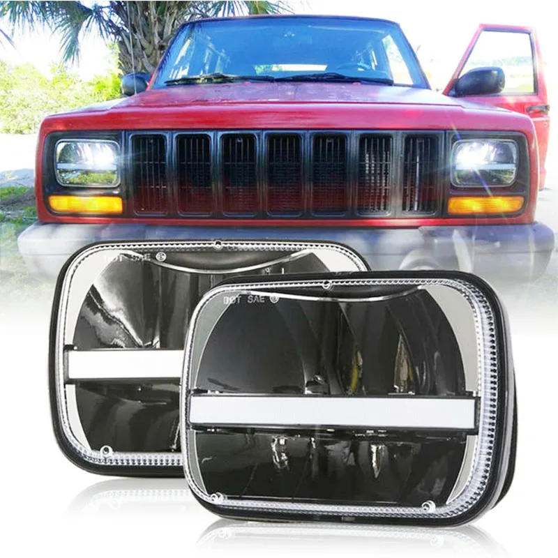 5X7 7X6 дюймов прямоугольная герметичная светодиодная фара с DRL для Wrangler YJ Cherokee XJ H6014