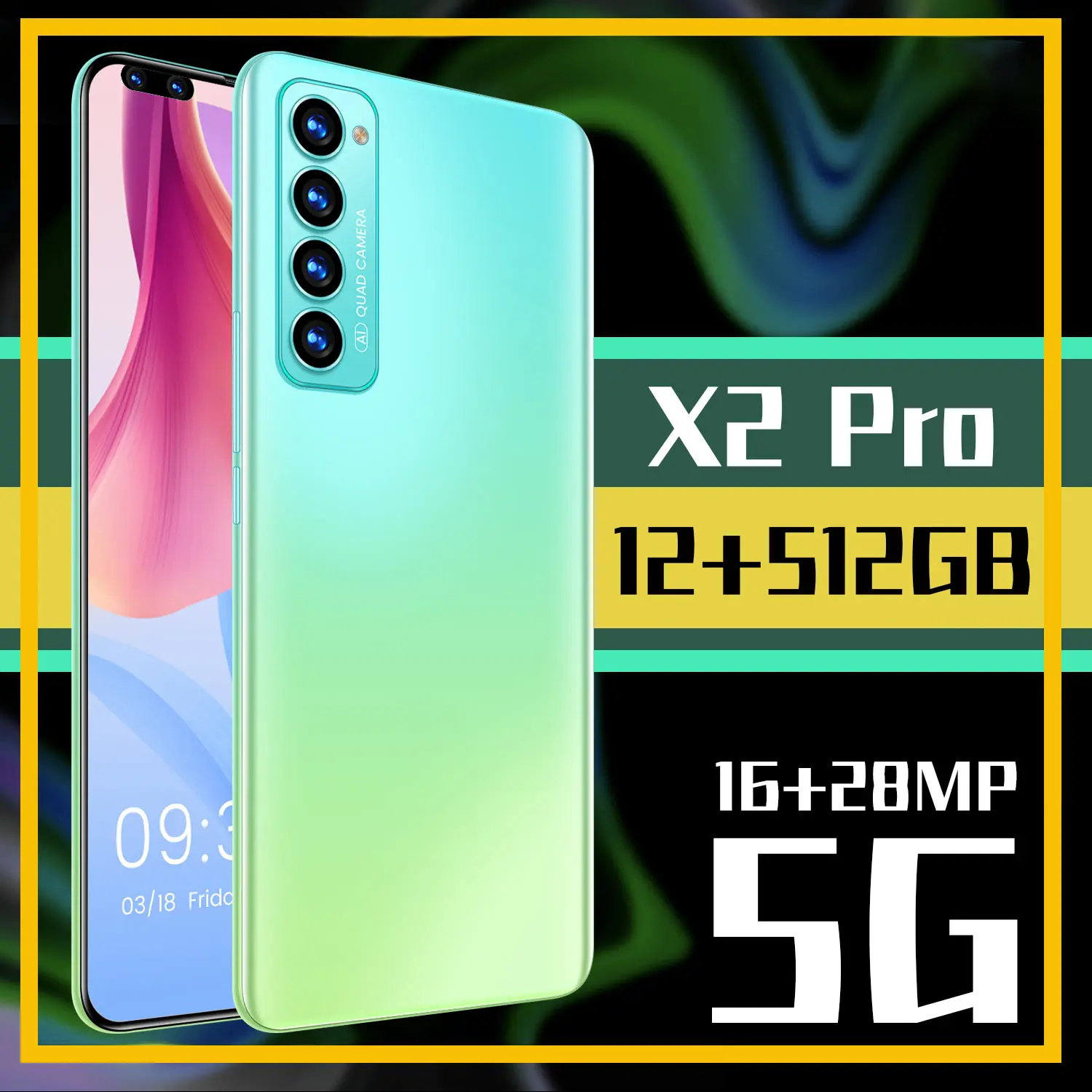 

Global X2Pro 7.3'' 8GB 256GB Smartphone 28MP Camera 4G LTE 5000mAh Fingerprint ID 8 Cores Dual SIM Card Android10 Cellphone