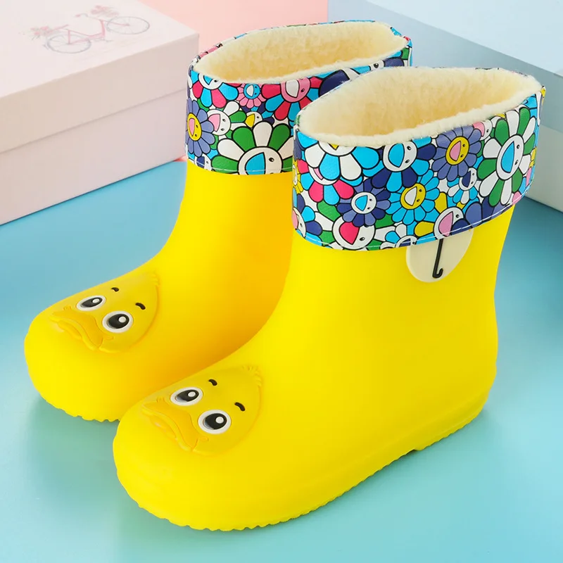 2019 корейская детская непромокаемая обувь теплые детские резиновые сапоги с