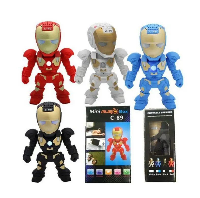 C-89 Iron Man LED Light Speakers Stereo Music Player Wireless Bluetooth Speaker Portable Mini Subwoofers TF FM USB Card | Электроника