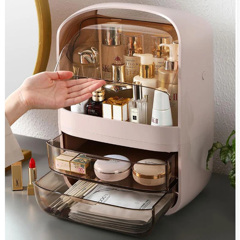 

Fashion New Makeup Organizer Large Capacity Waterproof and Dustproof Bathroom Cosmetic Storage Box Desktop Beauty Storage Drawer