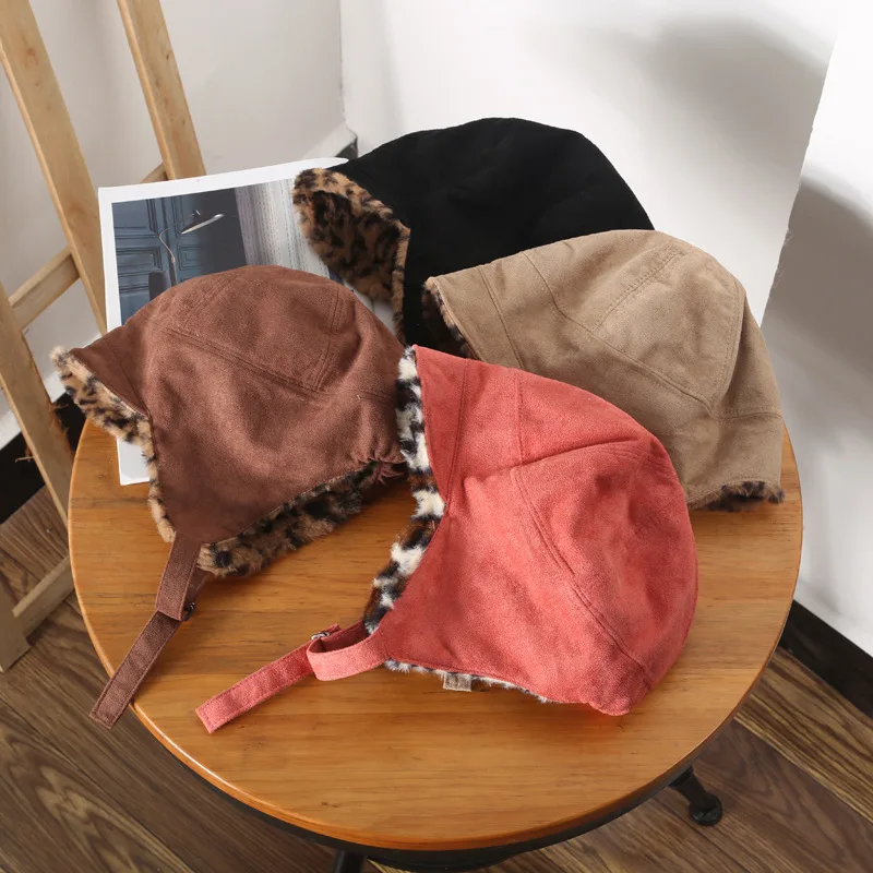 

Women's Bomber Hats Fashion Thickened Sleeve Cap Men's Riding Cold-Proof Earflaps Lei Feng Hat Trendy Wool Hat Cycling Mask